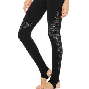 Alo Yoga West Coast Laser Cut Performance Black Leggings, 
Size M